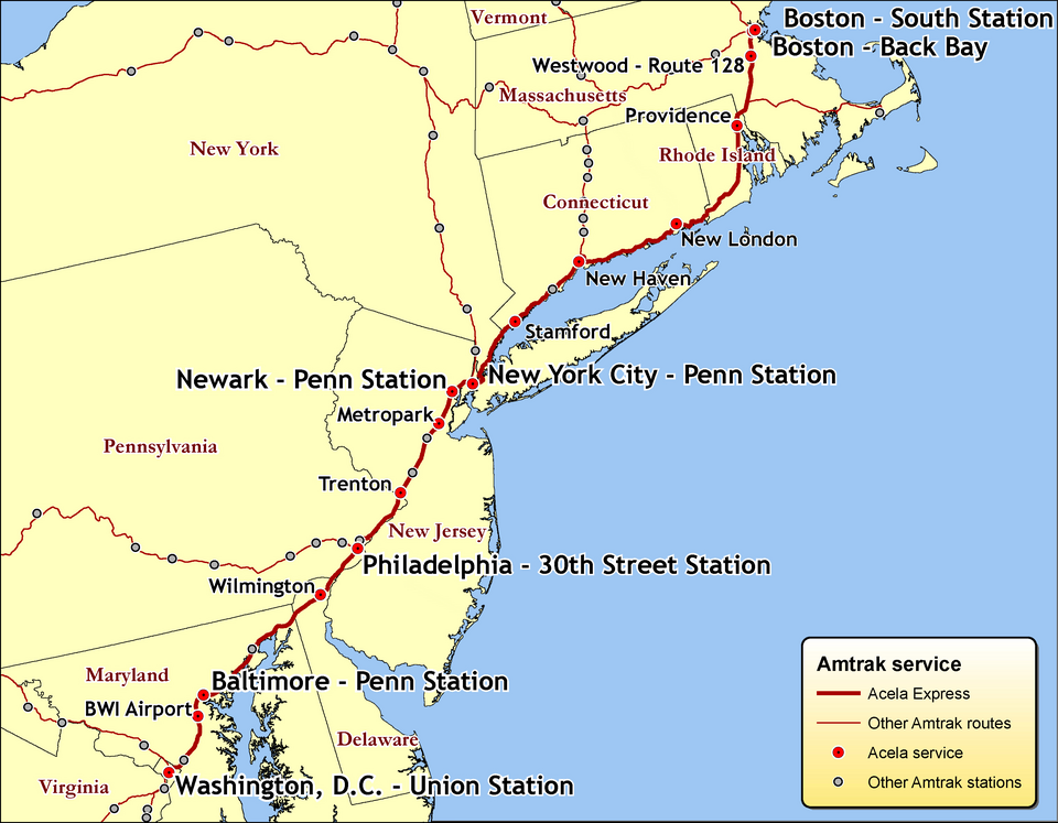 Acela Train Route