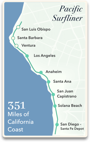 Know the Detailed Map Of Pacific Surfliner Route.